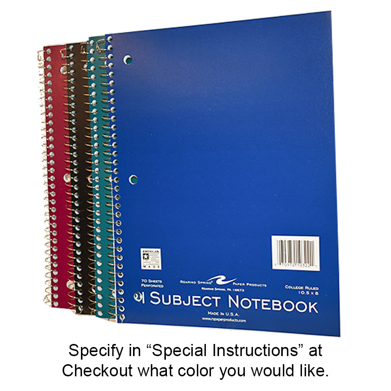 Notebook Roarying Spgs Asst 8X10 1 Subject (SKU 1038006247)