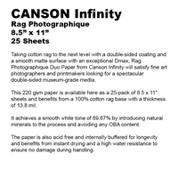 PHOTO PAPER CANSON INFINTY RAG PHOTOGRAPHIQUE DUO INK JET