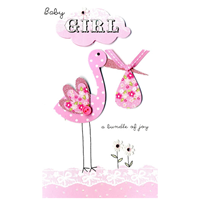 Pink Stork Greeting Cards